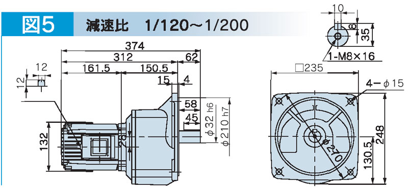 富士変速機ギヤードモータ  VX-MFシリーズ（屋内仕様 フランジ取付） VX04-120MF