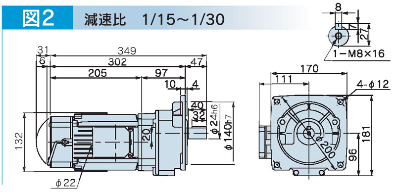 富士変速機ギヤードモータ  VX-BFシリーズ（屋内仕様 フランジ取付） VX04-015BF