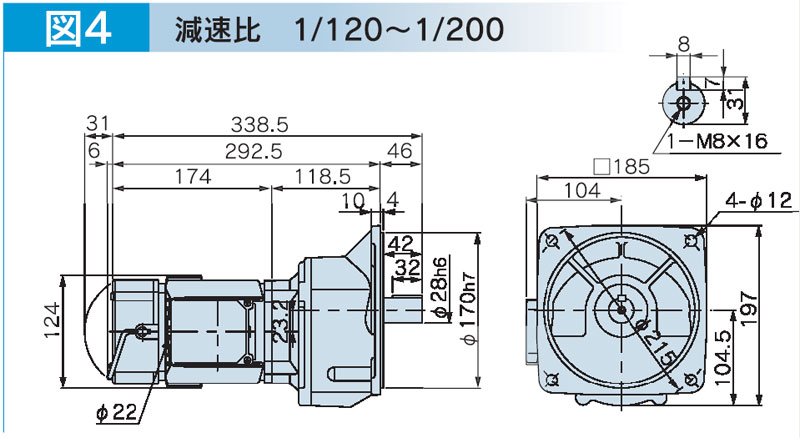 富士変速機ギヤードモータ  VX-BFシリーズ（屋内仕様 フランジ取付） VX02-160BF