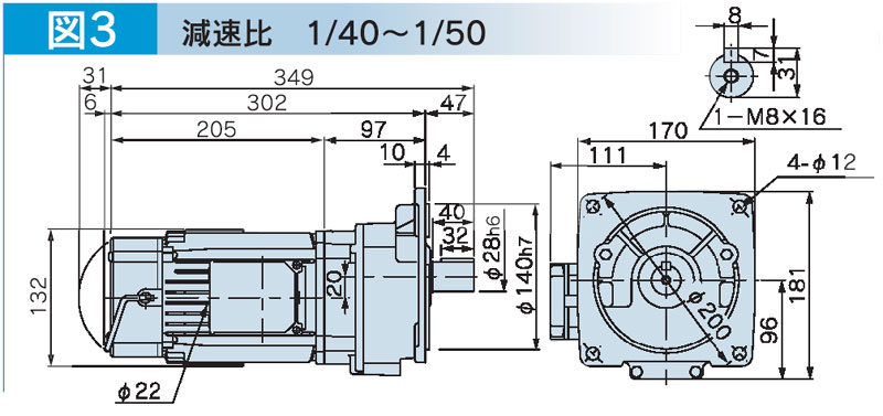 富士変速機ギヤードモータ  VX-BFシリーズ（屋内仕様 フランジ取付） VX04-045BF