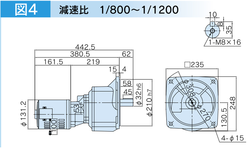 富士変速機ギヤードモータ  VX-SFシリーズ（屋内仕様 フランジ取付） VX01-800SF