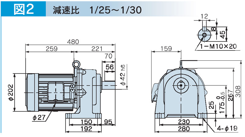 富士変速機ギヤードモータ  VX-EMシリーズ（屋内仕様 脚取付） VX22-030EM