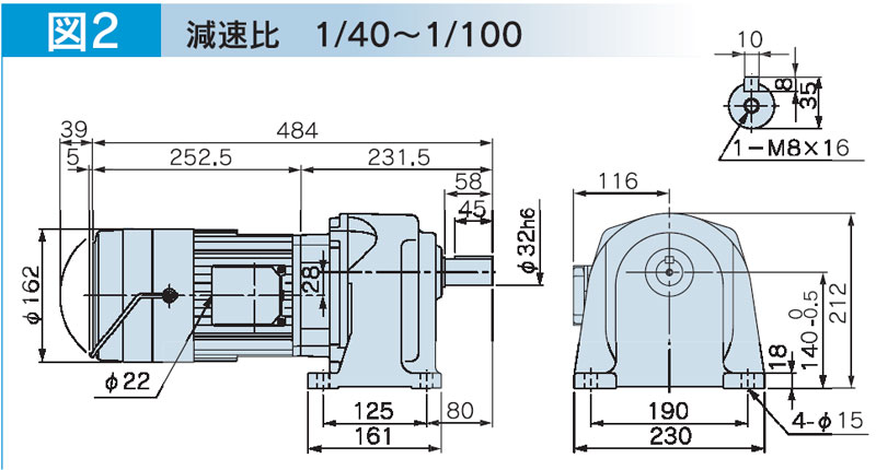 富士変速機ギヤードモータ  VX-EBシリーズ（屋内仕様 脚取付） VX08-100EB