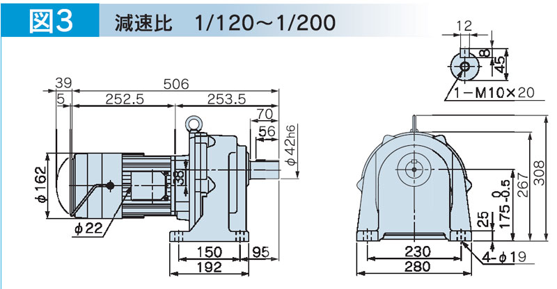 富士変速機ギヤードモータ  VX-EBシリーズ（屋内仕様 脚取付） VX08-120EB
