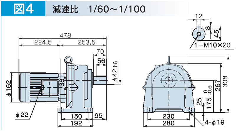 富士変速機ギヤードモータ  VX-EMシリーズ（屋内仕様 脚取付） VX15-100EM