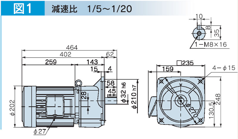 富士変速機ギヤードモータ  VX-EMFシリーズ（屋内仕様 フランジ取付） VX22-005EMF