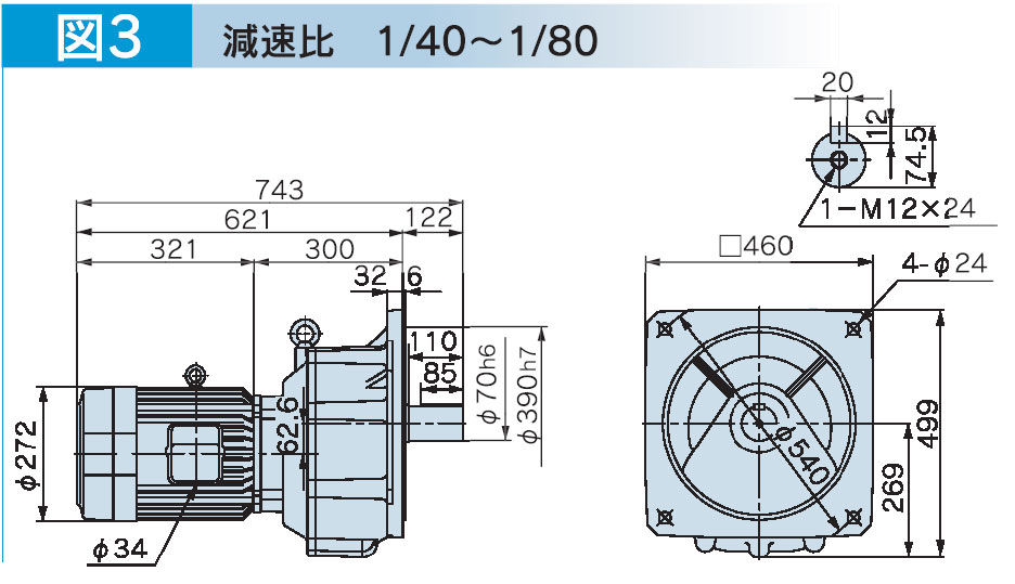 富士変速機ギヤードモータ  VX-EMFシリーズ（屋内仕様 フランジ取付） VX75-050EMF