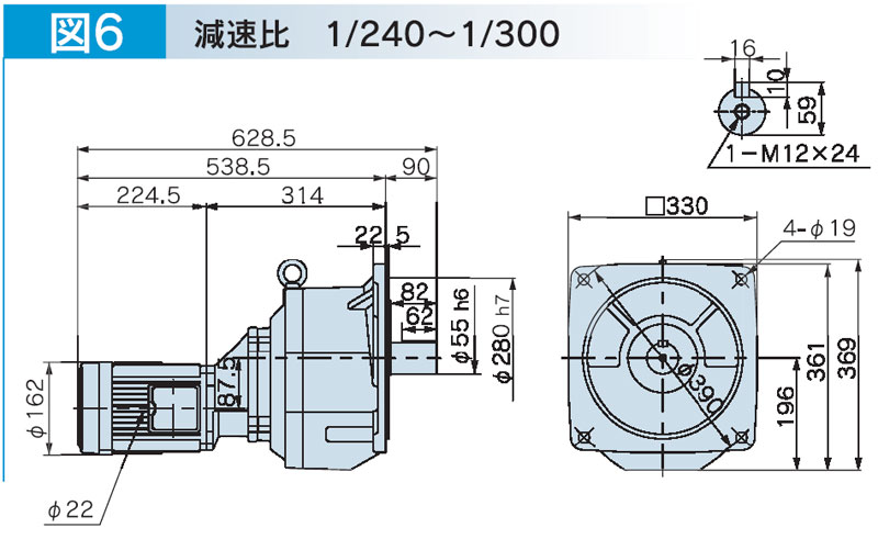 富士変速機ギヤードモータ  VX-EMFシリーズ（屋内仕様 フランジ取付） VX15-240EMF