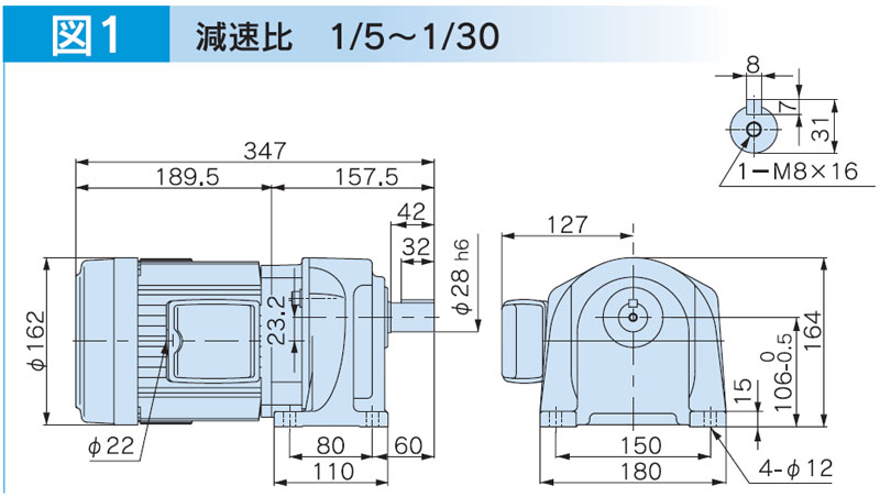 富士変速機ギヤードモータ  VX-EMシリーズ（屋内仕様 脚取付） VX08-030EM