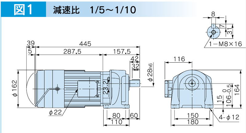 富士変速機ギヤードモータ  VX-EBシリーズ（屋内仕様 脚取付） VX15-003EB