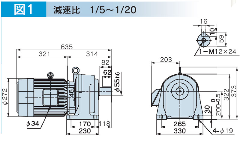 富士変速機ギヤードモータ  VX-EMシリーズ（屋内仕様 脚取付） VX75-003EM