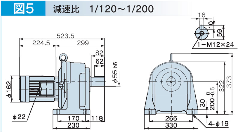 富士変速機ギヤードモータ  VX-EMシリーズ（屋内仕様 脚取付） VX15-120EM