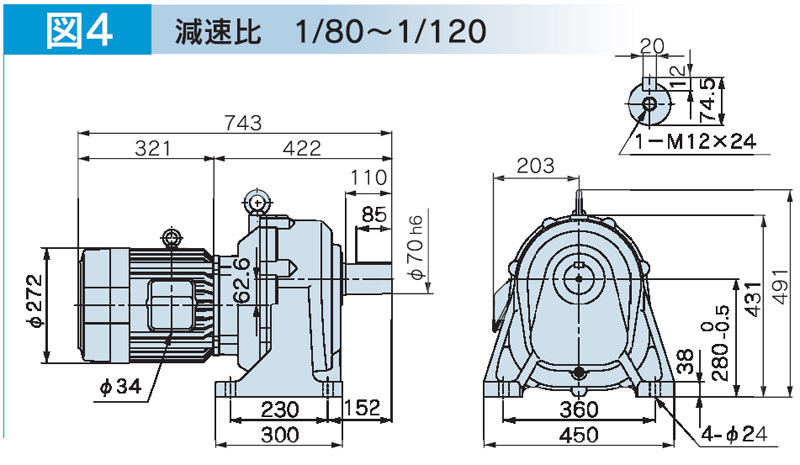 富士変速機ギヤードモータ  VX-EMシリーズ（屋内仕様 脚取付） VX55-100EM
