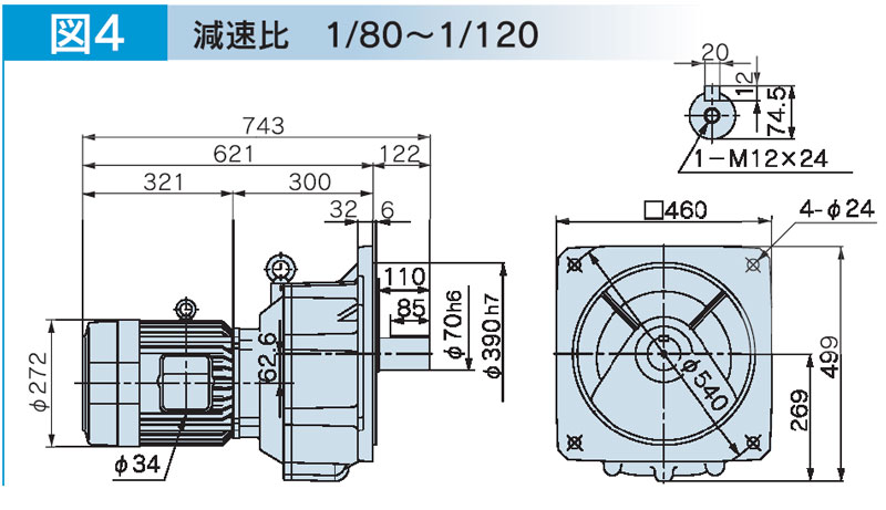 富士変速機ギヤードモータ  VX-EMFシリーズ（屋内仕様 フランジ取付） VX55-080EMF