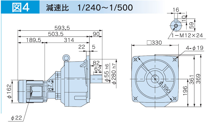 富士変速機ギヤードモータ  VX-EMFシリーズ（屋内仕様 フランジ取付） VX08-300EMF